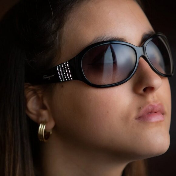 Salvatore Ferragamo 2122-B 101/87 Black Rhinestone Frame Grey Lens Sunglasses main image 9